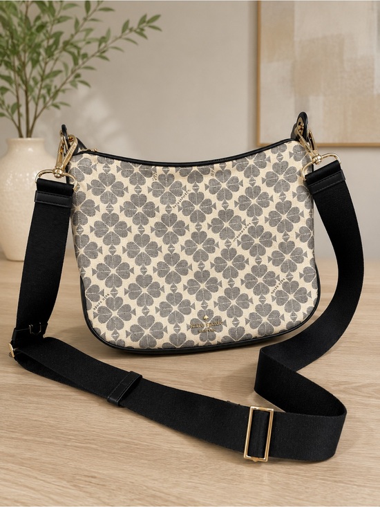 kate spade Handbags - kate spade Cream and Black Spade Flower Shoulder Bag with Adjustable Black Strap